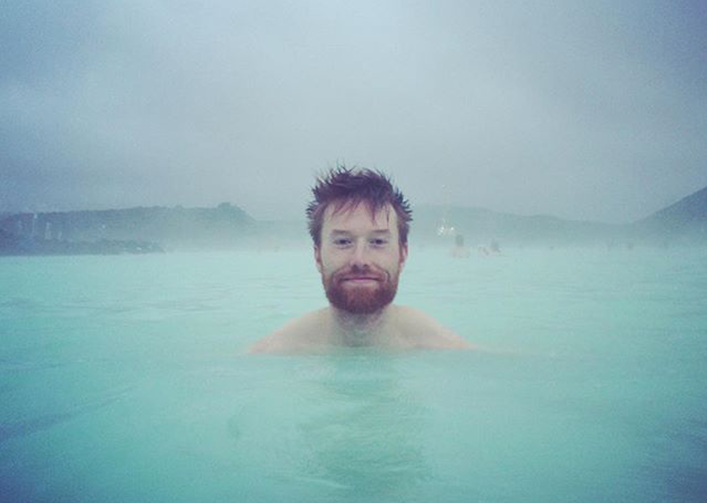 Dave Norwich in a thermal spa. Designer at Turnbullripley, creative agency