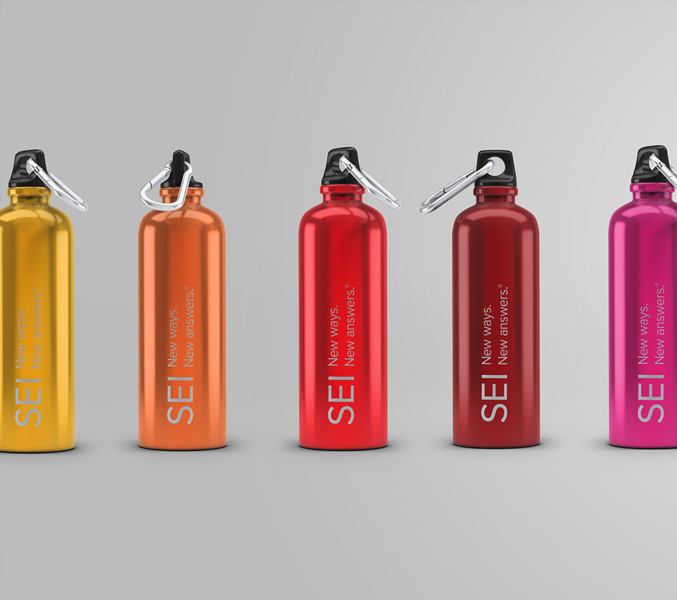 SEI branded water bottles